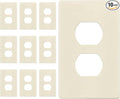 ENERLITES Duplex Outlet Receptacle Cover, Screwless Wall Plate, Standard Size, 1-Gang 4.68" x 2.93", Unbreakable Polycarbonate Thermoplastic, UL Listed, SI8821-LA-10PCS, Light Almond, 10 pack
