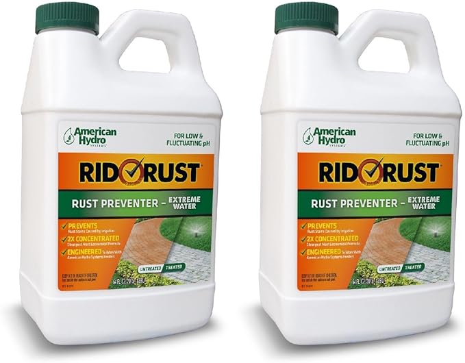 RR2 Rid O' Extreme Water Rust Stain Preventer for Irrigation Systems, 64 Fl Oz Bottle, 2 Pack