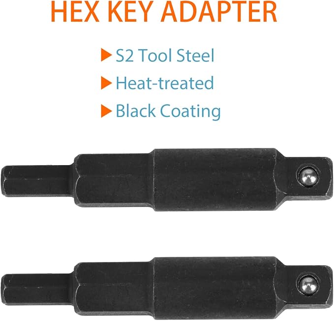 HVAC Service Wrench, Refrigeration Wrench With 2 Pcs HVAC Hexagon Bit Adapter, Premium AC Tools for HVAC, Refrigeration Equipment Repair (3/16”, 1/4”, 5/16”, 3/8”)