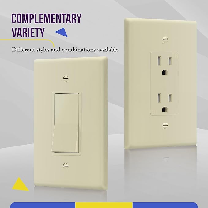 ENERLITES Decorator Light Switch or Receptacle Outlet Wall Plate, Gloss Finish, Over-Size 1-Gang 5.5" x 3.5", Unbreakable Polycarbonate Thermoplastic, UL Listed, 8831O-I-10PCS, Ivory (10 Pack)