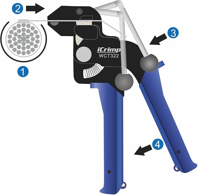 IWISS WCT322 Stainless Steel Cable Tie Gun Kit for Fastening and Cutting up to 12mm Width Metal Zip Ties, c/w 100 Pieces Stainless Steel Cable Zip Ties, Zip Tie Gun