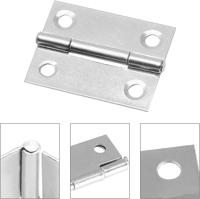 Piutouyar 6Pack Butt Hinge 1.5 Inch Mini Hinges 304 Stainless Steel Hinges Small Cabinet Hinges Folding Craft Hinges with Mounting Screws for Boxes Gate Drawer