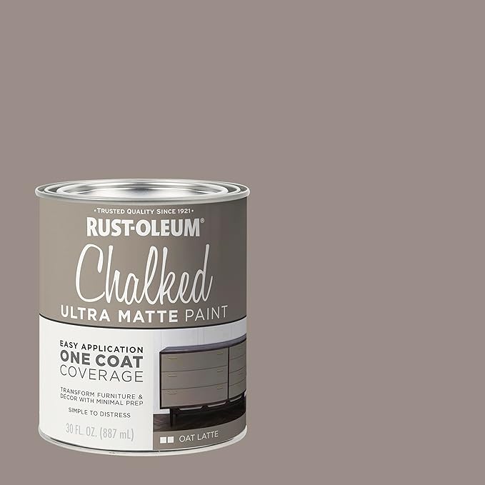 Rust-Oleum Oat Latte Chalked All-in-One Ultra Matte Paint | One Coat Coverage | No Primer, Sanding, Or Topcoat Needed | Easy Clean Up | Made in USA | 30 OZ