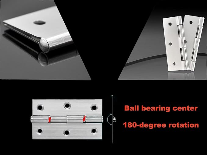 Small Stainless Steel Door Hinges 2 Inch, Folding Window Hinges, Heavy Duty Butt Hinges for Cabinet Jewelry Box Toolbox Doll House Furniture Hardware with Mounting Screws, Silver (10 Pack)