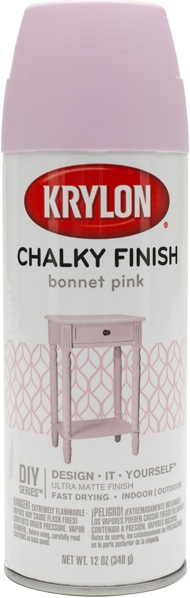 Krylon K04116000, Bonnet Pink, K04116007 Chalky Finish Spray Paint, 12 Ounce, (Pack of 1)
