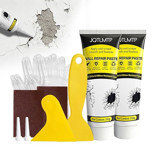 Drywall Repair Kit with Scraper, 250g Wall Repair Putty, Easy Fix for Mildew, Peeling Paint, Graffiti, Quickly Repair Wall Cracks, Dents & Scratches