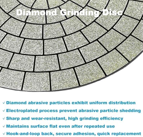 4PCS Electroplated Diamond Sanding Pad, 60#/100#/200#/400# Grit 5inch 125mm Grinding Disc Hook and Loop Backing for Stone Tile Glass Trimming & Metal Polishing & Wood Sanding
