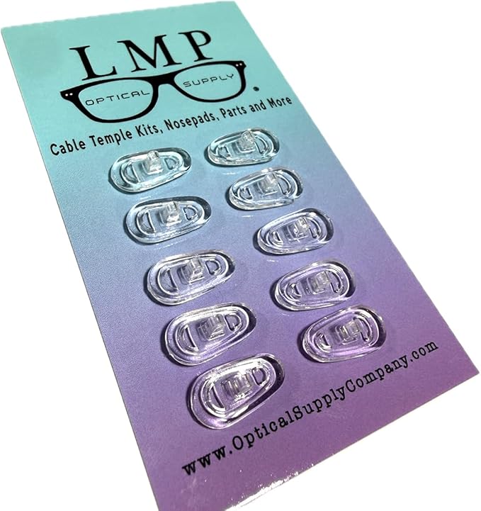 5 Pack Universal Silicone Screw-in Nose Pads, Clear, 15mm x 7mm, Tear-Drop Shape Silicone Screw in Eyeglass Repair Kit Adult & Kids