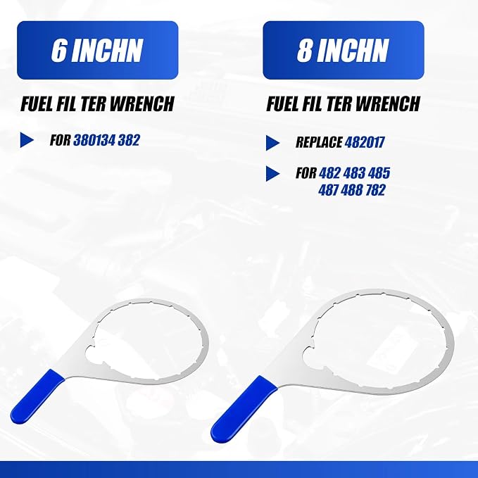 4 Pcs Fuel Filter Wrench 4.6'' & 5'' & 6'' & 8'' Blue | Compatible with Diesel Engines Water Separator, Cap Claw Grip Design, Metal Plastic Build, Easy Removal