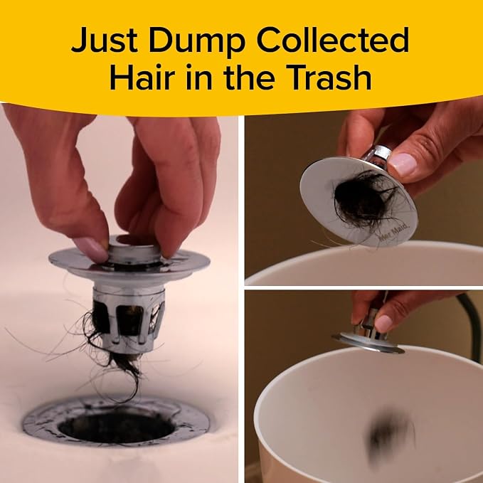 Mer-Maid Drain Magic Universal Sink Stopper, AS-SEEN-ON-TV, Replace Broken or Missing Stoppers, Push to Fill & Drain, Catches Hair & Prevents Clogs,Silicone Seal, Instant Install, No Tools, 2 Pack