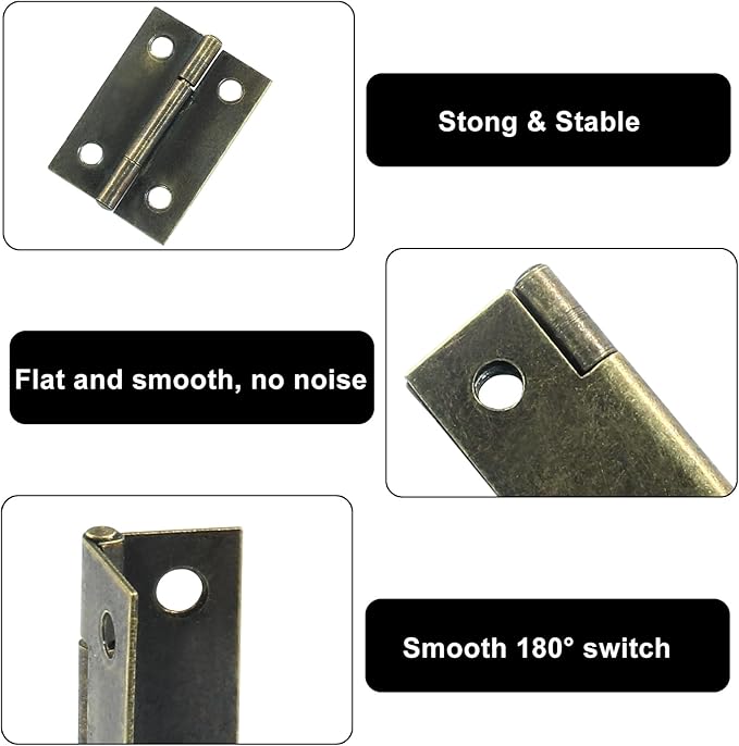 Murtenze 24 Pack 1.5 Inch Door Hinge Cabinet Hinge,Antique Bronze Butt Hinges Ball Bearing Window Outdoor Hinges with Mounting Screws