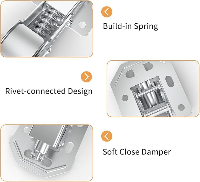 Chibery 50 Pack 90 Degree Soft Close Surface Mount Spring Hinges, No Pre-drilled Easy Installation, Noiseless Frameless Hidden Concealed Kitchen Cabinet Hinge for Cupboard Folded Replacement Hardware