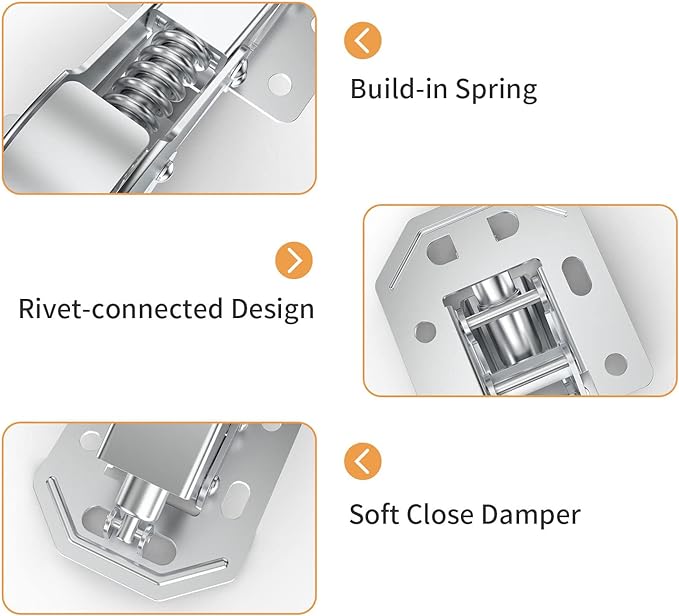 Chibery 4 Pack 90 Degree Soft Close Surface Mount Spring Hinges, Easy Installation No Pre-drilled, Noiseless Frameless Hidden Concealed Kitchen Cabinet Hinge for Cupboard Folded Replacement Hardware