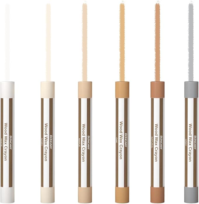 Boncart Wood Filler Sticks,6 Colors Wood Wax Crayons,Easy Repair Scratches, Scuffs, Cracks and Nail Holes on Wood Furniture, Floors, Cabinets, Tables, and Doors