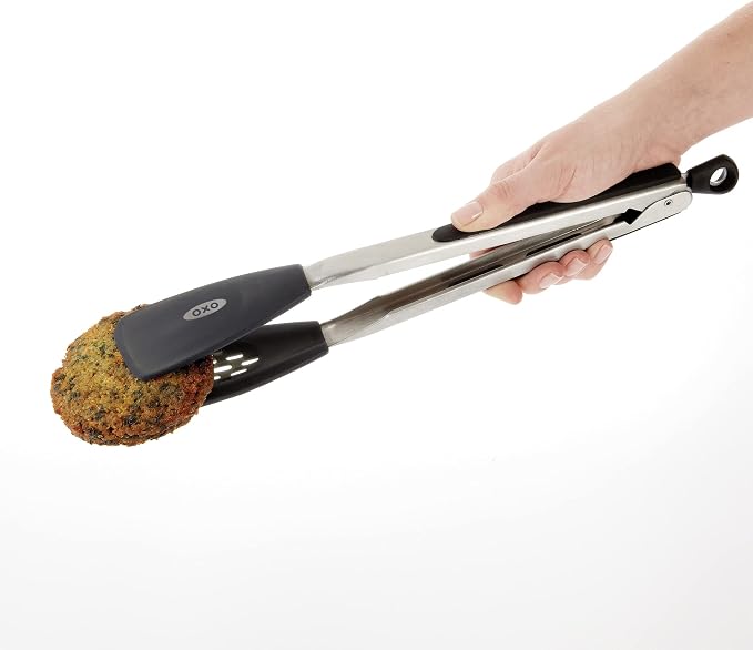 OXO Good Grips Silicone Flexible Tongs Stainless,Black & Good Grips 9-Inch Tongs with Silicone Heads
