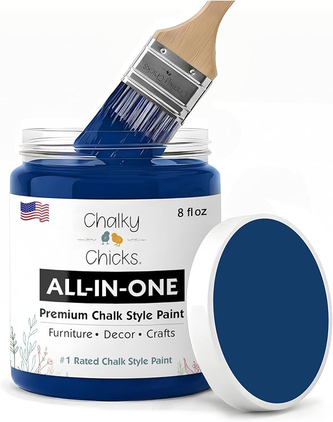 Chalky Chicks 8 Fl Oz Matte DC Blue (Navy Blue) Chalk Paint for Furniture Without Sanding - No Prep Furniture Paint No Sanding All in One for Crafts, Wood, Walls, Cabinet, Metal, Dresser, Farmhouse