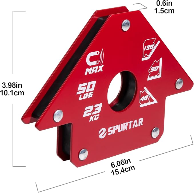 Spurtar Welding Magnets, 50lbs 4Pcs Welding Magnets and Clamps Heavy Duty Magnetic Holder Square 45°, 90°, 135° Degree Angle