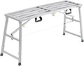 VEVOR Work Platform, 55"x 15" Portable Scaffolding Platform, Folding Steel Step Ladder Adjustable Height 27.5”-45.3”, 800 lbs Load Capacity, Non-Slip Drywall Painting Stool for Cleaning &Washing