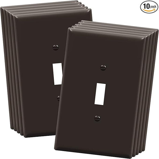 ENERLITES Toggle Light Switch Wall Plate, Jumbo Switch Cover, Gloss Finish, Oversized 1-Gang 5.5" x 3.5", Unbreakable Polycarbonate Thermoplastic, 8811O-BR-10PCS, Brown, 10 pack