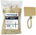 Kable Kontrol Cable Marker Identification Zip Ties 9 Inch 100 Pcs – Ivory | Large ID Flag Label Straps, Self-Locking Write on Tags for Ethernet, Power, and Cord Labeling