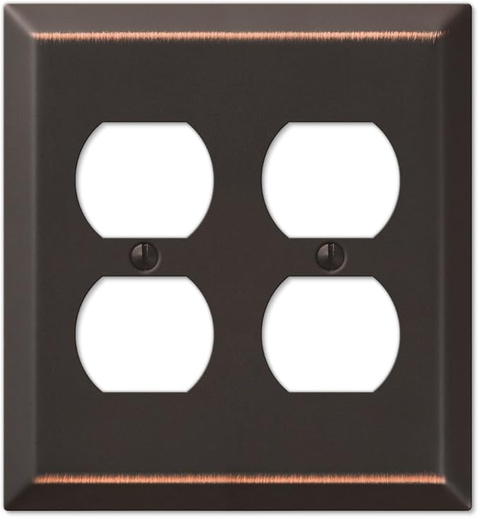 Amerelle 163DDDB Century Wallplate, 2 Duplex, Steel, Aged Bronze, 1-Pack
