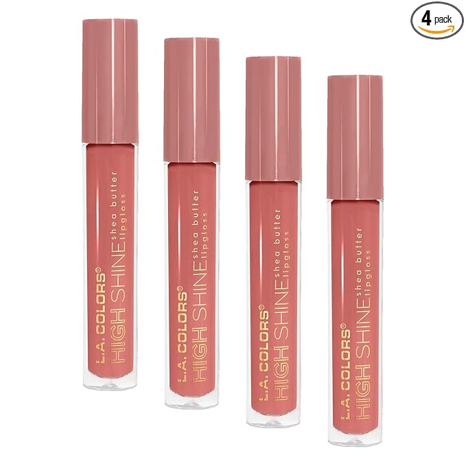 L.A. COLORS High Shine Shea Butter Lip Gloss, Sensual, 0.14 Oz (CLG948) (Pack of 4)
