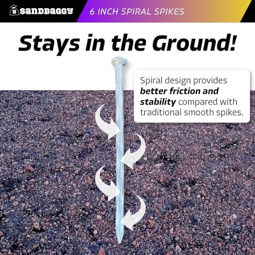 Sandbaggy 6 Inch Galvanized Artificial Turf Stakes - Spiral Landscape Nails - Ground Spikes/Pins for Synthetic Grass, Lawn, Edging, Weed Barrier Fabric, Garden (Steel (7 Gauge), 12000)