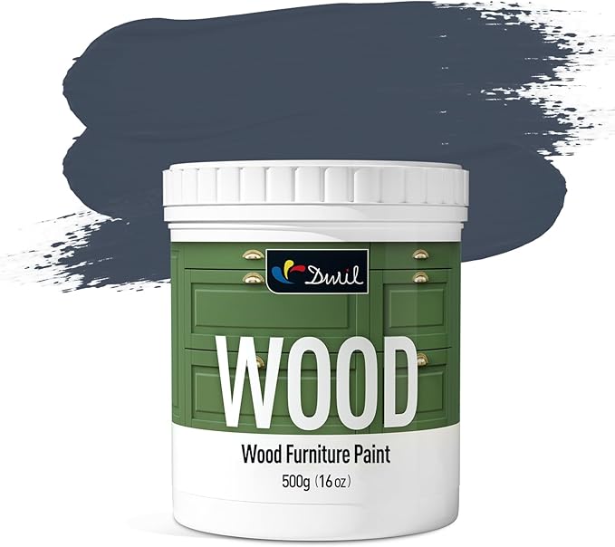 DWIL Matte Finish Furniture Paint - 16 Oz Wood Paint for Cabinets, Doors, Tables, and Dressers Refinishing - Water-Based, Non-Toxic & Odorless, Easy to Apply(Bronze Blue)-Without Tools