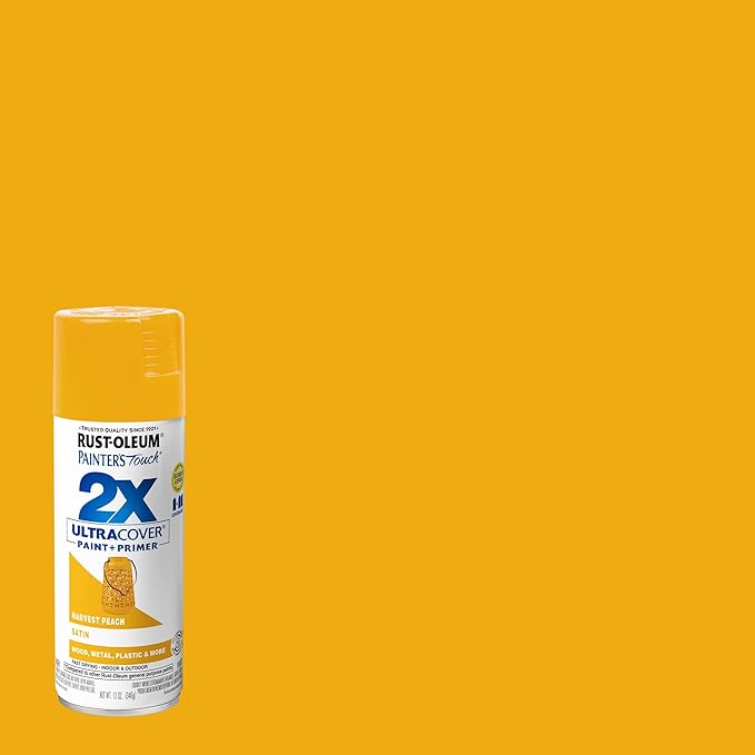 Rust-Oleum 366993 Painter's Touch 2X Ultra Cover Spray Paint, 12 oz, Satin Harvest Peach