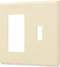 Bates- Combination Wall Plate, Toggle Switch/Decorator, Light Almond, 4.5"x4.57"/Standard Size, 2 Gang Wall Plate