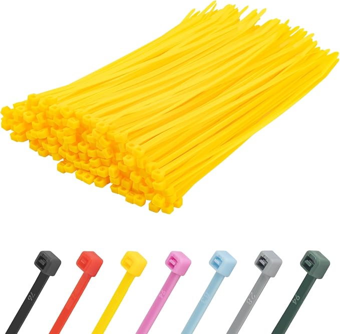 8 Inch Yellow Zip Ties 500 Pack, 45 LBS Tensile Strength, Self-Locking Nylon UV Resistant Cable Ties for Indoor & Outdoor