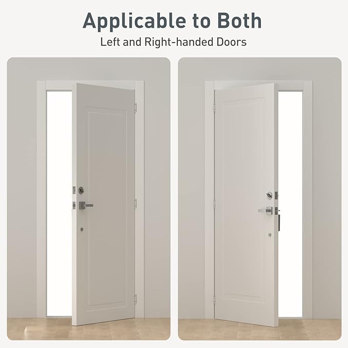 HOSOM Self Closing Door Hinges Brushed Nickel Spring Loaded Hinges 4 Inch Adjustable Tension for Garage, Front Door, Back Door, UL Listed, for Left and Right Hand Door, 5/8'' Radius Corners, 3 Pack