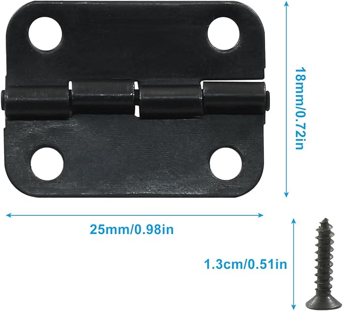 24 Pcs Small Hinges 1 Inch Butt Hinge with Screws,Jewelry Box Hinges Mini Hinges,Folding Craft Hinges Small Cabinet Hinges for DIY Box Mini Furniture Cupboard Closet(Black)