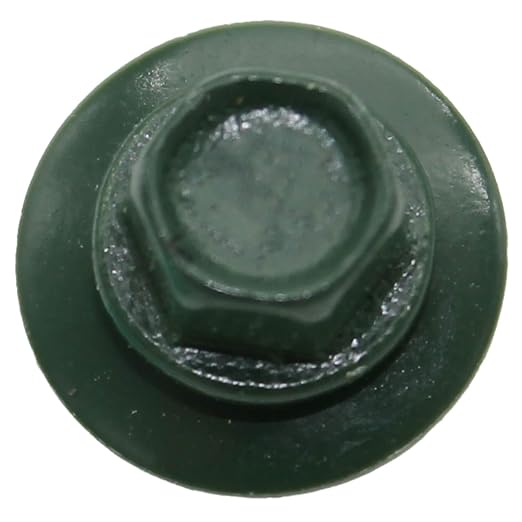 10 x 1-1/2" Evergreen Metal Roofing Screws - Hex Washer Head- Self-Starting/Tapping - EPDM Washer. 1 x 250 Count Bag - 250 Screws