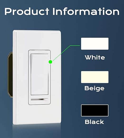 [10 Pack] Cloudy Bay 3-Way/Single Pole Dimmer Electrical Light Switch for 150W LED/CFL, 600W Incandescent/Halogen,Wall Plate Included,Pack of 10