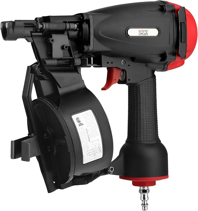 3PLUS HCN45SP 11 Gauge 15 Degree 3/4" to 1-3/4" Coil Roofing Nailer Pneumatic Roof Nail Gun