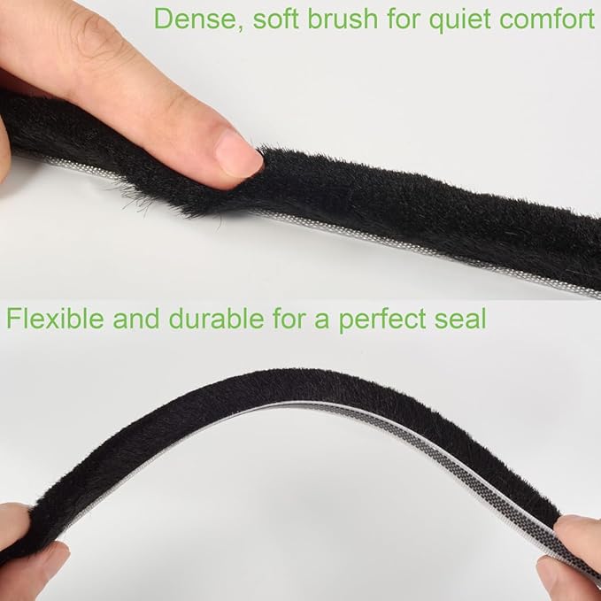 Self-Adhesive Weather Stripping Seal for Doors & Windows – Soundproof Insulation Gap Filler for Sliding, Exterior, Front, and Jamb Frames – 0.35" x 0.35" x 33 ft, Black