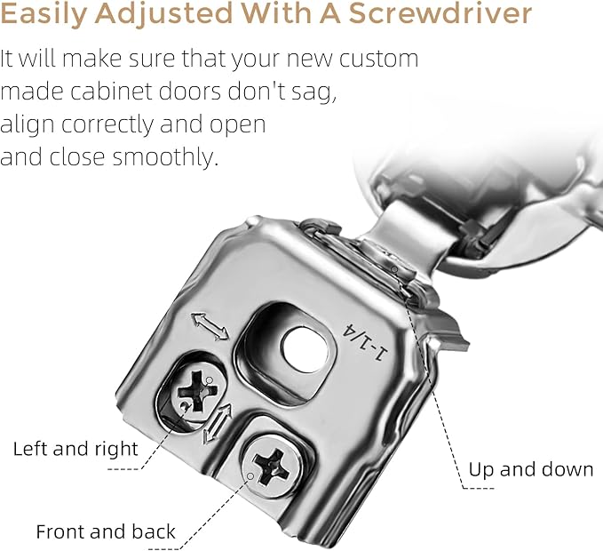 Ravinte 10 Pack 5 Pair 1-1/4 inch Overlay Soft Close Kitchen Cabinet Hinges Stainless Steel Adjustable Kitchen Hinges Satin Nickel Cabinet Hardware