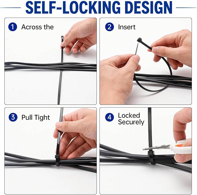 Zip Ties 12 inch, 100 Pack Heavy Duty Black Zip Ties with 120 lbs Tensile Strength, Self-Locking Nylon Cable Ties,Wire Ties for indoor and outdoor use.