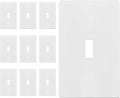 ENERLITES Screwless Toggle Switch Wall Plate, Child Safe Light Switch Cover, Standard 1-Gang 4.68" x 2.93", Unbreakable Polycarbonate Thermoplastic, UL Listed, SI8811-W-10PCS, Glossy White, 10 Pack