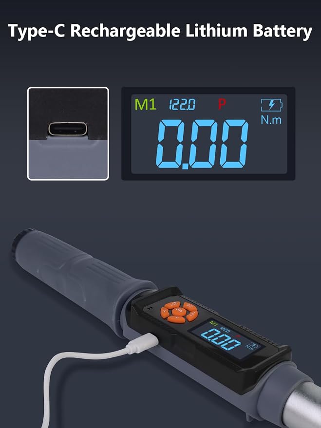 Goseek Upgraded Rechargeable Digital Torque Wrench, 12.5-250.7Ft-lbs/17-340Nm, 1/2'' Drive Electric Torque Wrench Set with Buzzer & LED & Vibration for Car Motor Tires Auto Repair