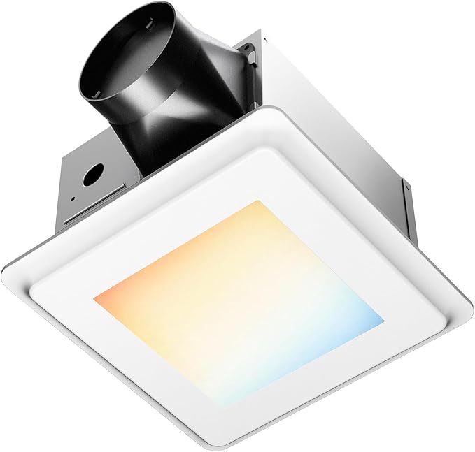 Amico Bathroom Exhaust Fan with Light, 80 CFM, 0.9 Sones, 5CCT, Easy Retrofit without Attic Access, Adjustable Bathroom Fan with light, Quiet Operation, ETL & FCC Certified
