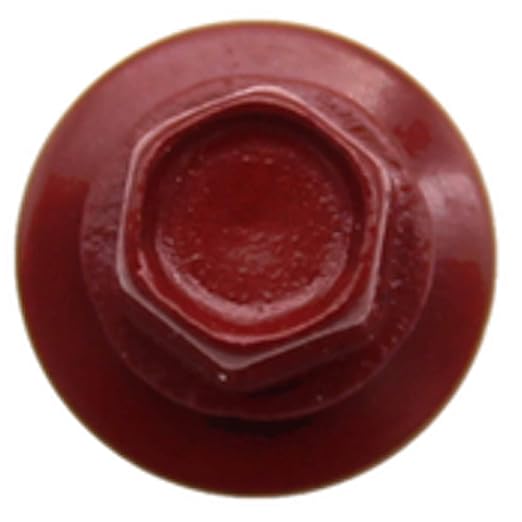Metal Roofing Screws: (2500) 10 x 1 Dark Red Hex Head Sheet Metal Roof Screw. Self Starting Metal to Wood siding Screws. EPDM Washer. Colored Head 10X1 MRS CASE