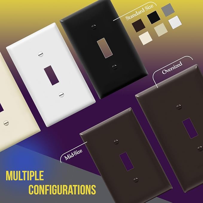 ENERLITES Triple Light Wall, Toggle Switch Plate, Gloss Finish, 3-Gang Standard Size 4.50" x 6.38", Unbreakable Polycarbonate Thermoplastic, UL Listed, 8813-BR, Brown
