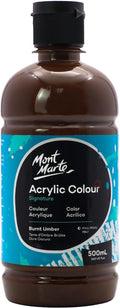 Mont Marte Signature Burnt Umber Acrylic Paint, 16.9oz (500ml), Semi-Matte Finish, Suitable for Canvas, Wood, Fabric, Leather, Cardboard, Paper, MDF and Crafts