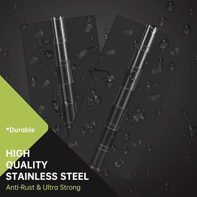 8" Ball Bearing Door Hinges 2 Pack, Heavy Duty Stainless Steel Hinge 8 x 4 Inch for Interior Exterior Doors, with Stainless Steel Screws, Matte Black