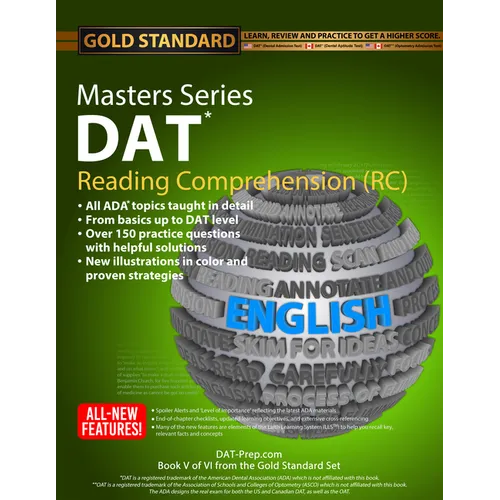 DAT Masters Series Reading Comprehension (Rc): Reading Comprehension (Rc) Preparation and Practice for the Dental Admission Test by Gold Standard DAT - Paperback