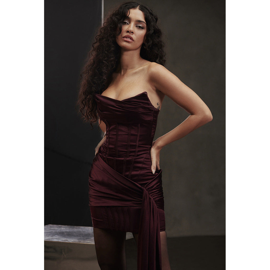 Women's Clothing Sexy Bandeau Slim-fit Small Skirt Backless Hot Girl Dress