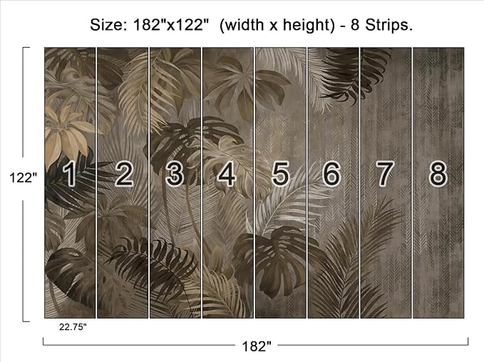 Cliouar-Turtle Backed Bamboo Plantain Leaf Plant Wall Mural Wallpaper for Bedroom Living Room 182" x 122" (Not Peel and Stick)