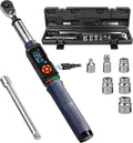 Goseek Upgraded Rechargeable Digital Torque Wrench, 5-99.6 Ft-lbs/6.8-135Nm, 3/8'' Drive Electric Torque Wrench Set with Buzzer & Colorful LED & Vibration for Car Motor Tire Repair